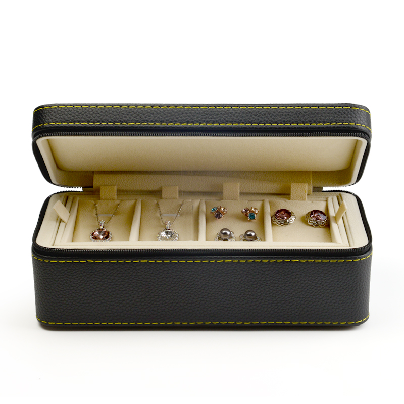Two Layers Multiple Leather Wholesale Jewelry Storage Organizer Double Zipper