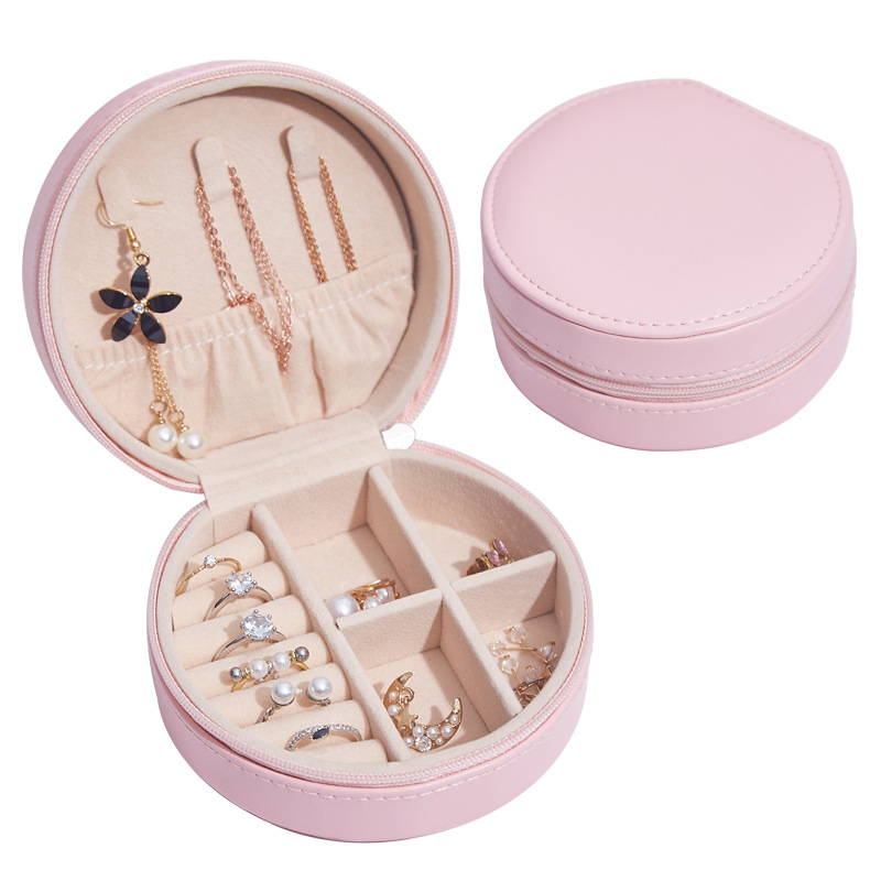 Semicircle Round Fashion Color Jewelry Boxes Sorage Organizer Faux Leather