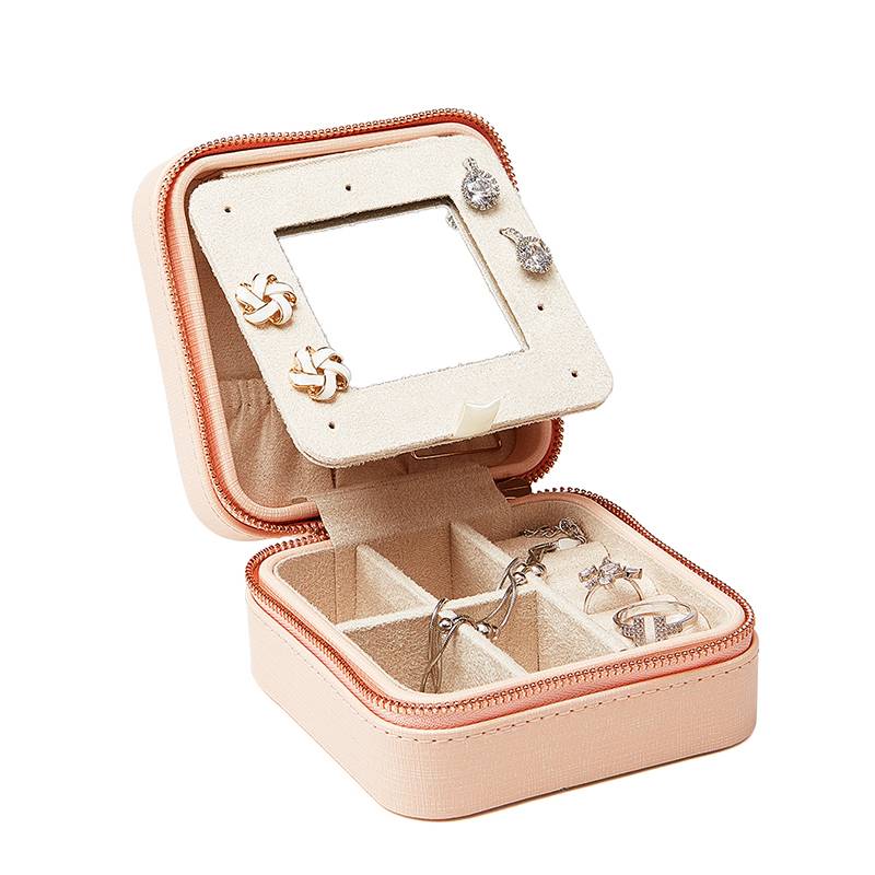 2021 new design pink girls portable travel plastic jewelry storage gift box 