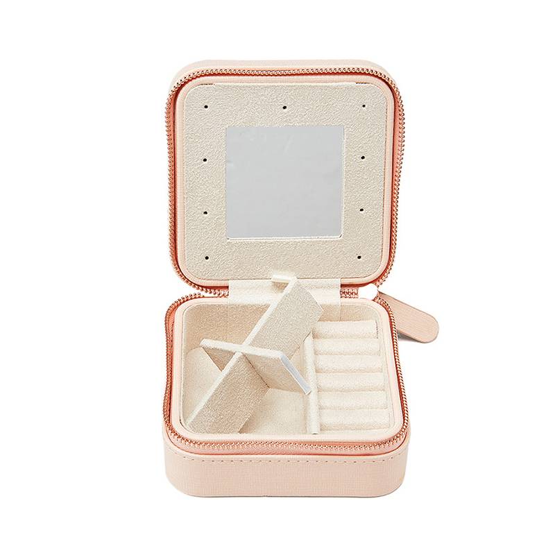 2021 new design pink girls portable travel plastic jewelry storage gift box 