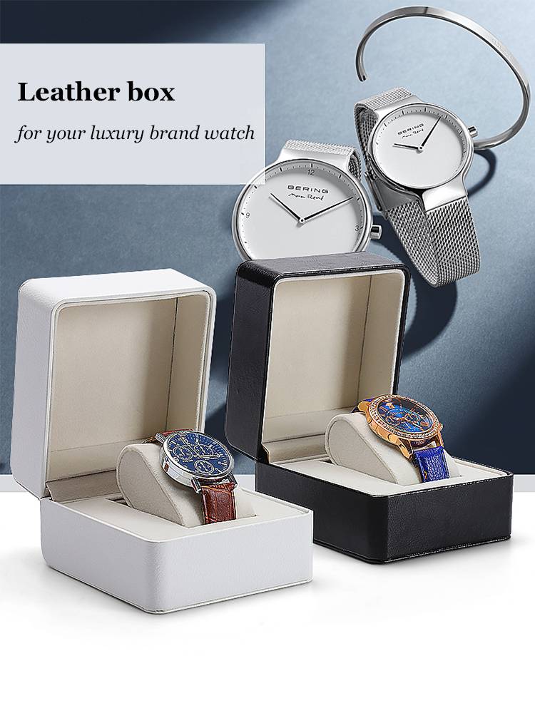 luxury leather white black watch box