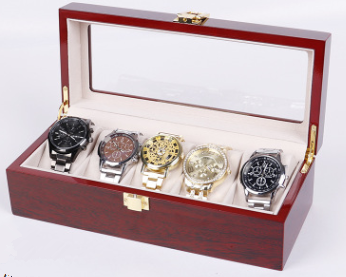 Pupular lacquer 3 slots collection presentation glossy solid wooden watch box