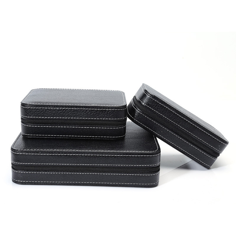 Custom luxury PU leather storage watch box with zipper