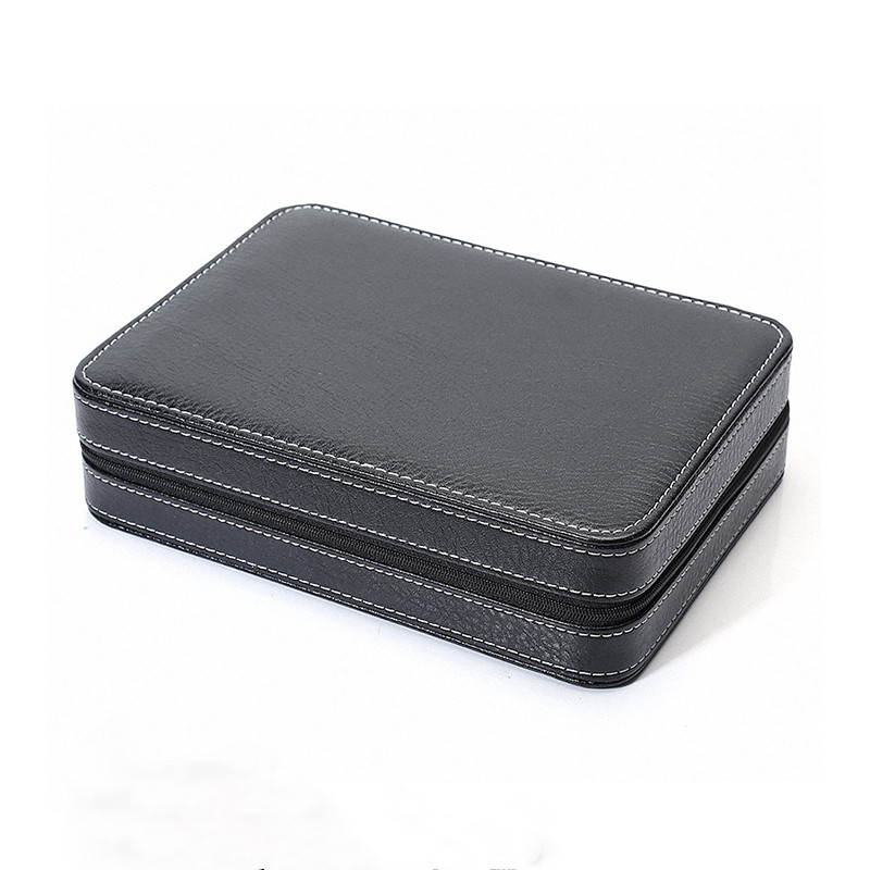 Custom luxury PU leather storage watch box with zipper