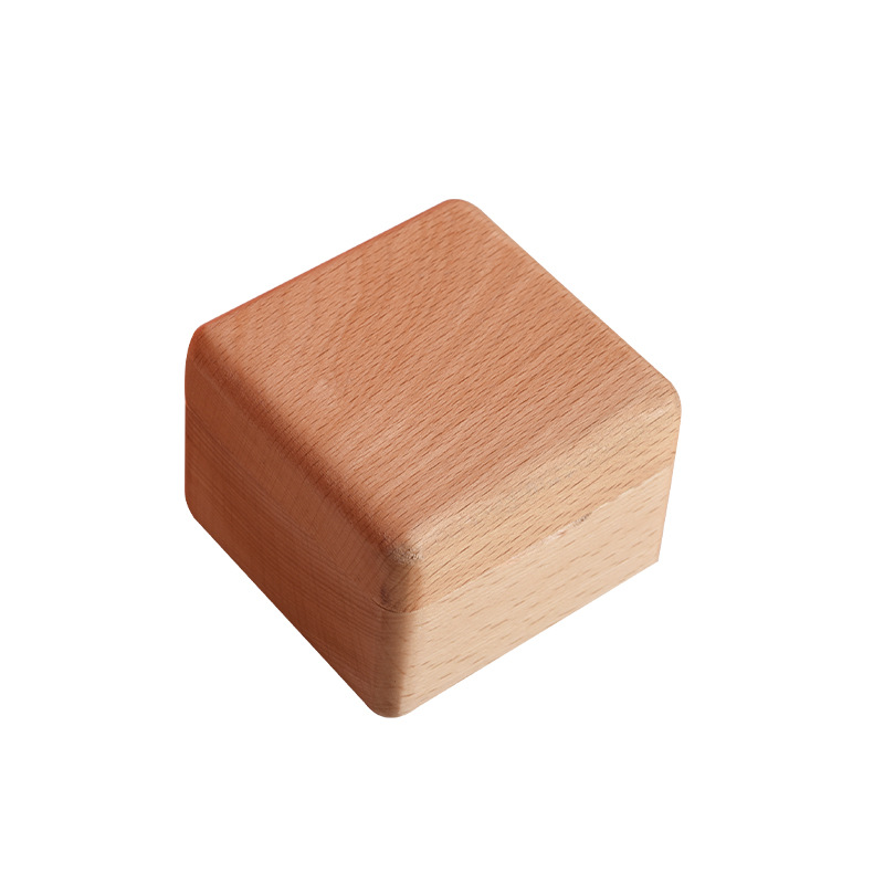 Custom luxury round style beech or walnut wood jewellery wedding ring gift jewelry box packaging