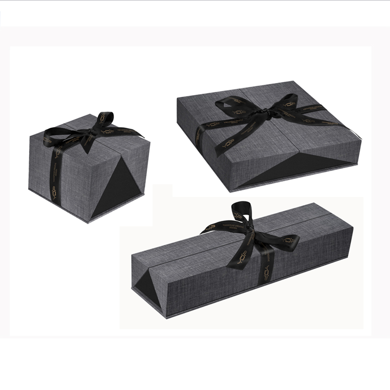2021 creative design double sides open jewelry card board paper box with ribbon