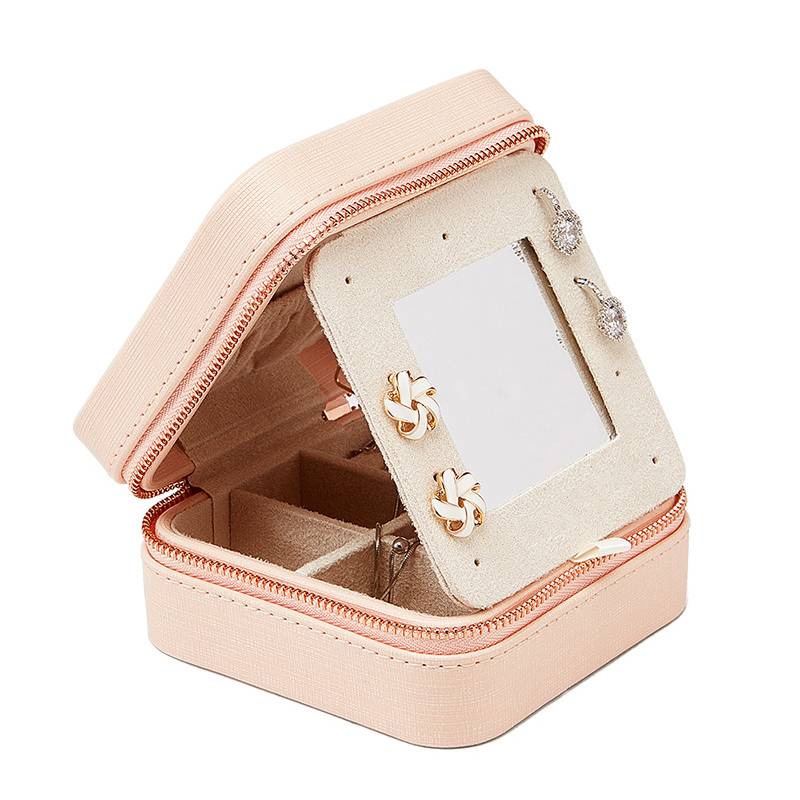 2021 new design pink girls portable travel plastic jewelry storage gift box 