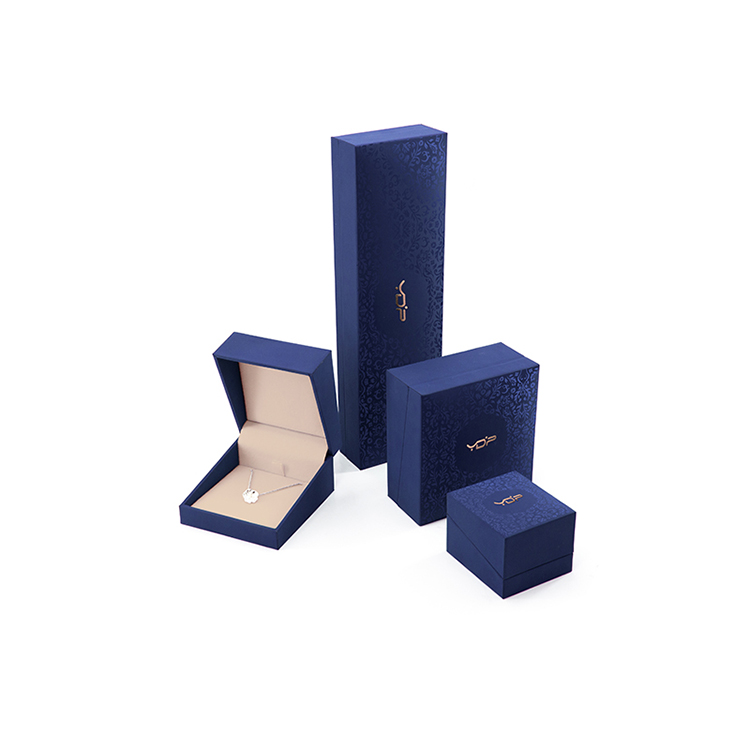 High end customized logo blue paper plastic hinged display gift packing box