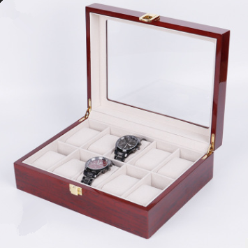 Pupular lacquer 3 slots collection presentation glossy solid wooden watch box