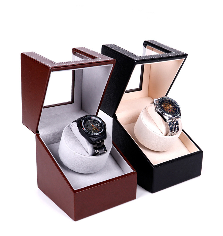 high quality pu leather single automatic shaker watch winder case box