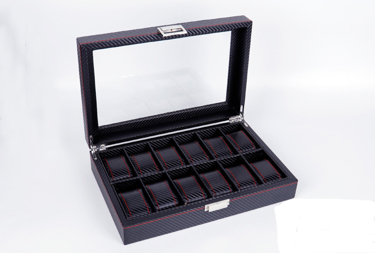 luxury 12 slot leather watch box display storage case