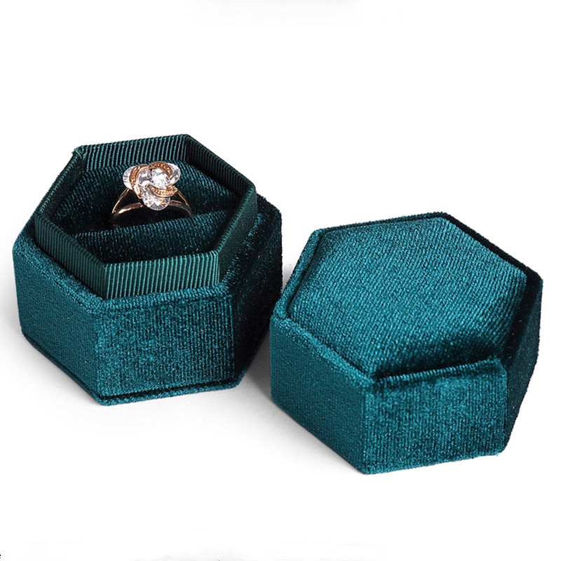 Custom pink hexagon assorted velvet jewelry box vintage velvet jewelry gift box
