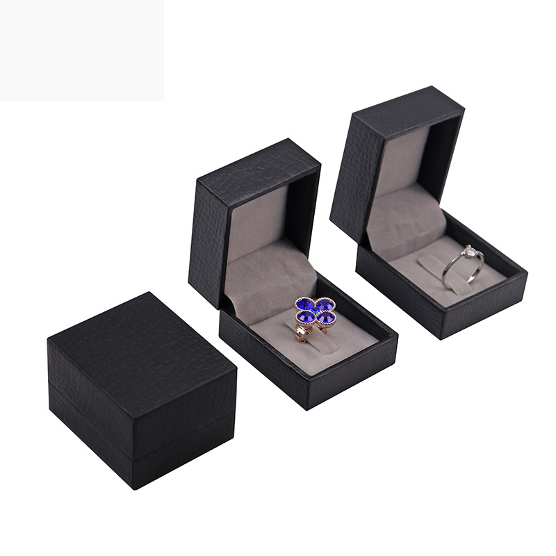 Luxury black crocodile texture paper wedding ring box