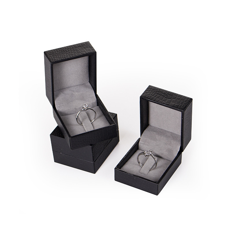 Luxury black crocodile texture paper wedding ring box