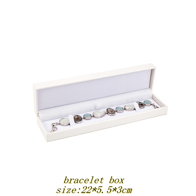 High quality luxury white PU jewelry leather packaging box with velvet