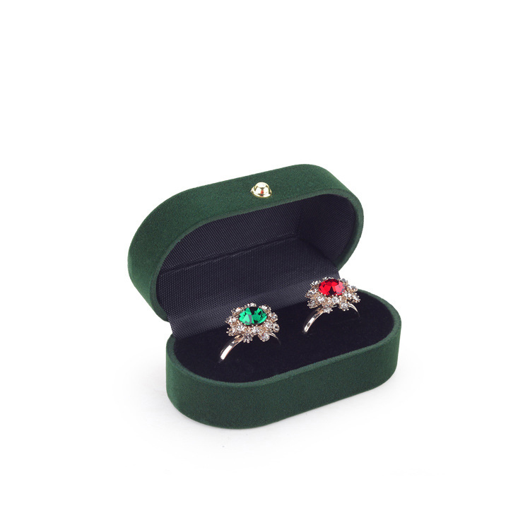 luxury velvet material engagement wedding double ring box