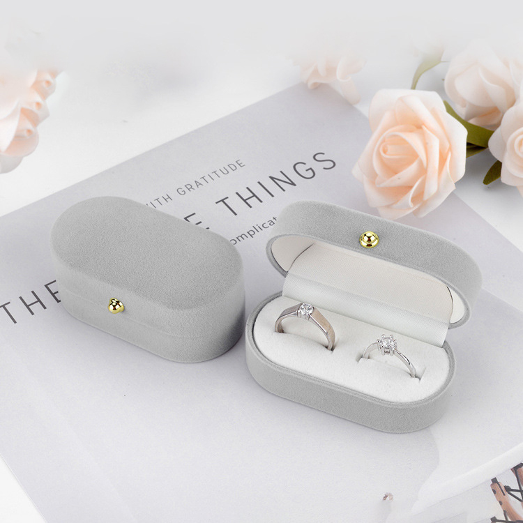 Custom large gray velvet jewelry wedding anniversary gift packaging boxes
