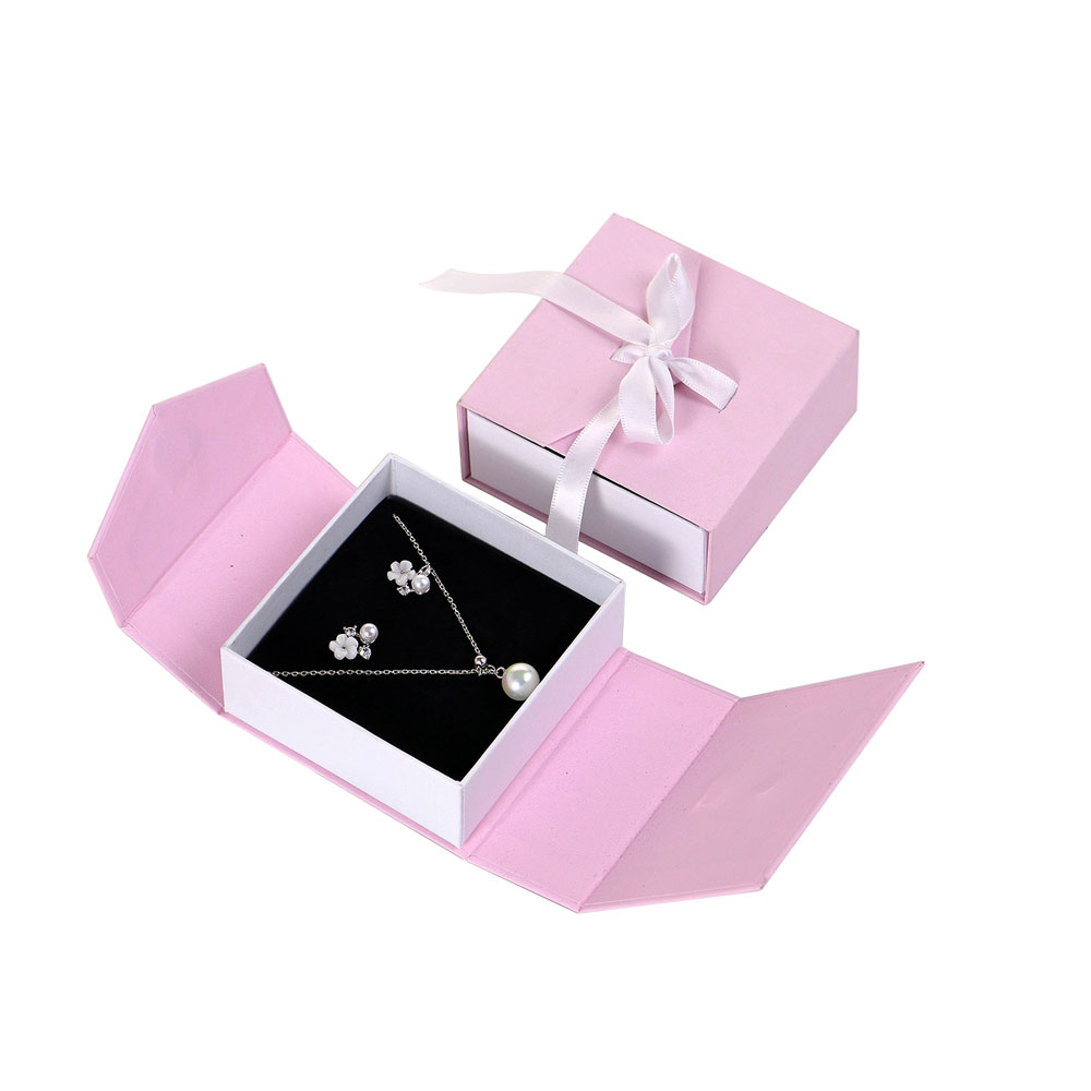 Custom Magnetic Flip Paper Packing Bow Jewelry Earring Necklace Bracelet Ring Jewellery Boxes
