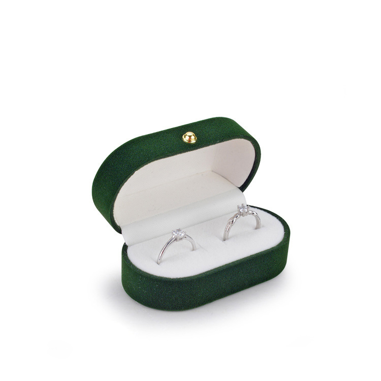 luxury velvet material engagement wedding double ring box